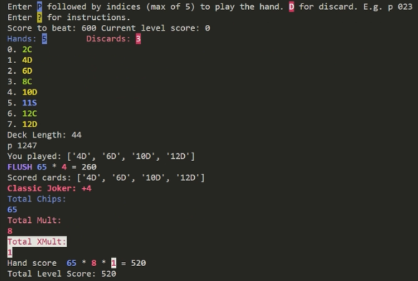 Screenshot of the Rogue Poker project